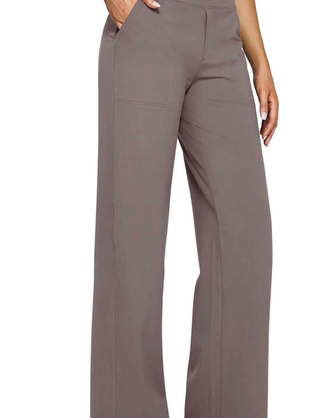 Women's Wide Leg Ponte Pants in Taupe Gray
